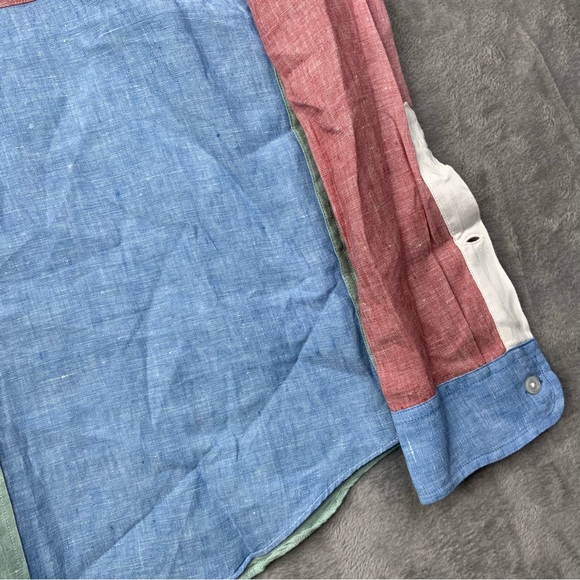 J. Crew Men’s 100% Linen Multicolor Patchwork Button Down Shirt. Size Large. - Picture 4 of 8